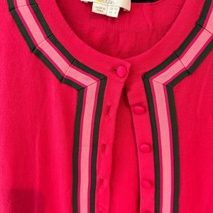 Boden brand pink cardigan with piping in beautiful green and pink ribbon